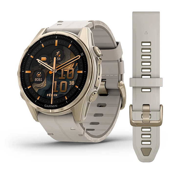 Fenix 8 Sapphire AMOLED 43 mm GPS Akıllı Saat - Soft Gold/Dark Sandstone - 1