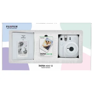 Instax mini 12 Beyaz Fotoğraf Makinesi 10'lu Film ve PVC Albüm Bundle Box - 1
