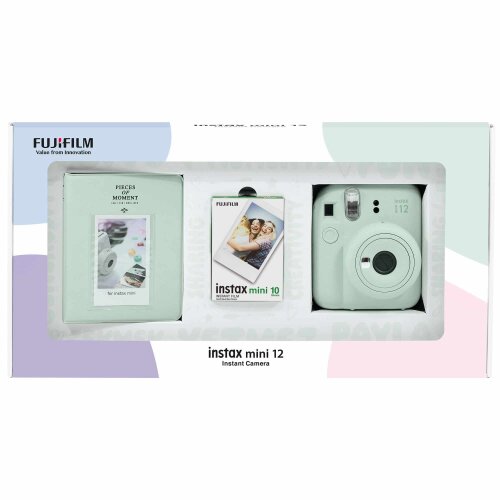 Instax mini 12 Yeşil Fotoğraf Makinesi 10'lu Film ve PVC Albüm Bundle Box - 1